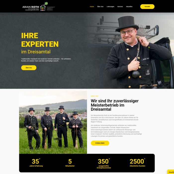 Modern website for chimney sweeper services